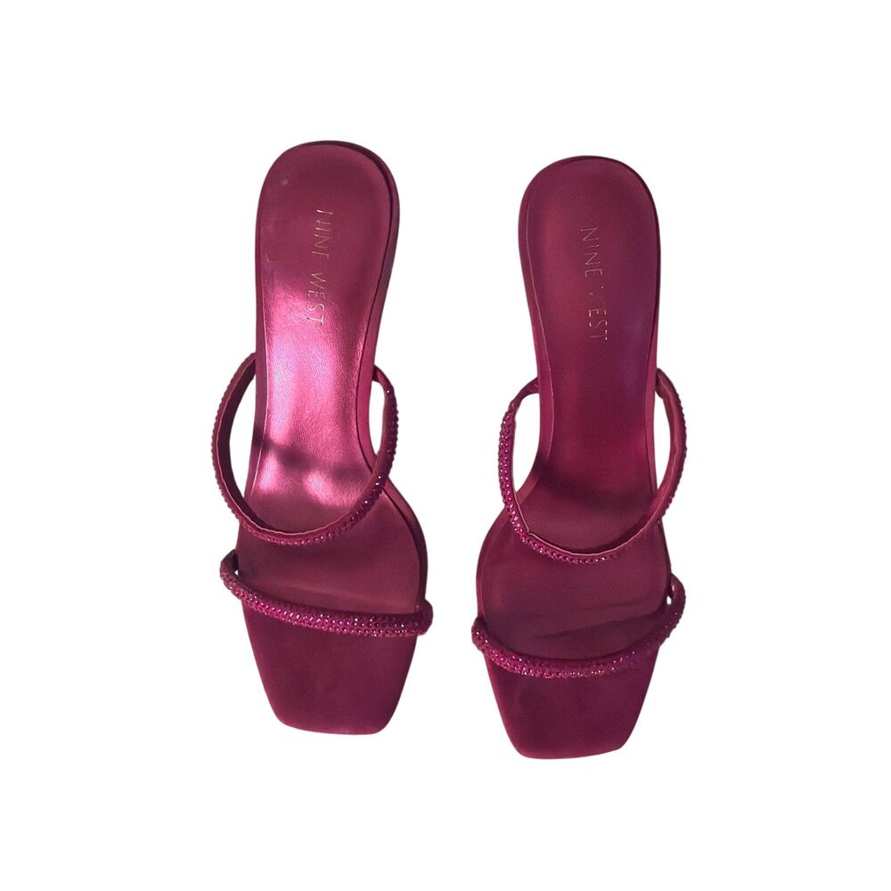 Wild Fable Womens Size 7.5M Fuchsia Pink Strappy Square Toe Stiletto Mules
